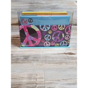 Papyrus Peace Sign Stationery Set 40 Note Cards Lined Envelopes Colorful Retro